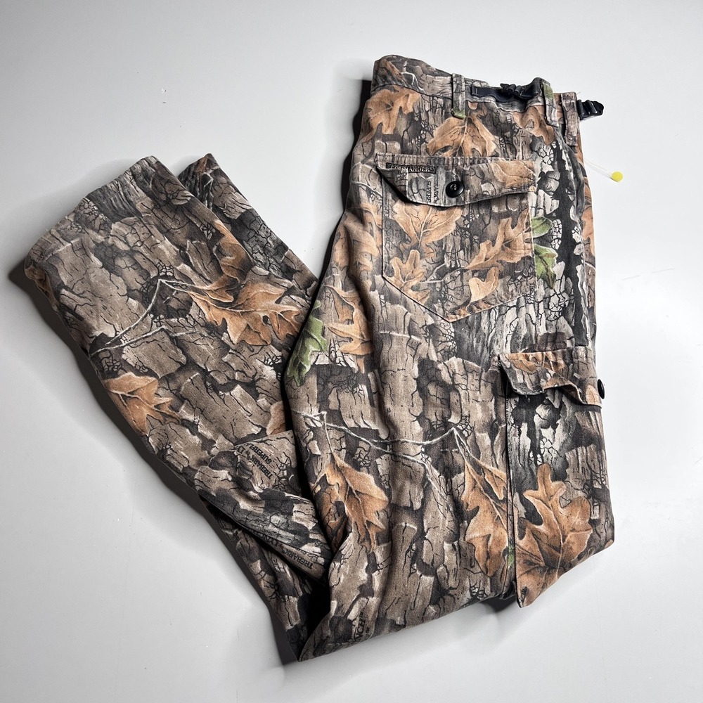 Commander Pants Mens 35x32 Brown Camo Cargo Hunting Relaxed Fit Canvas USA‎